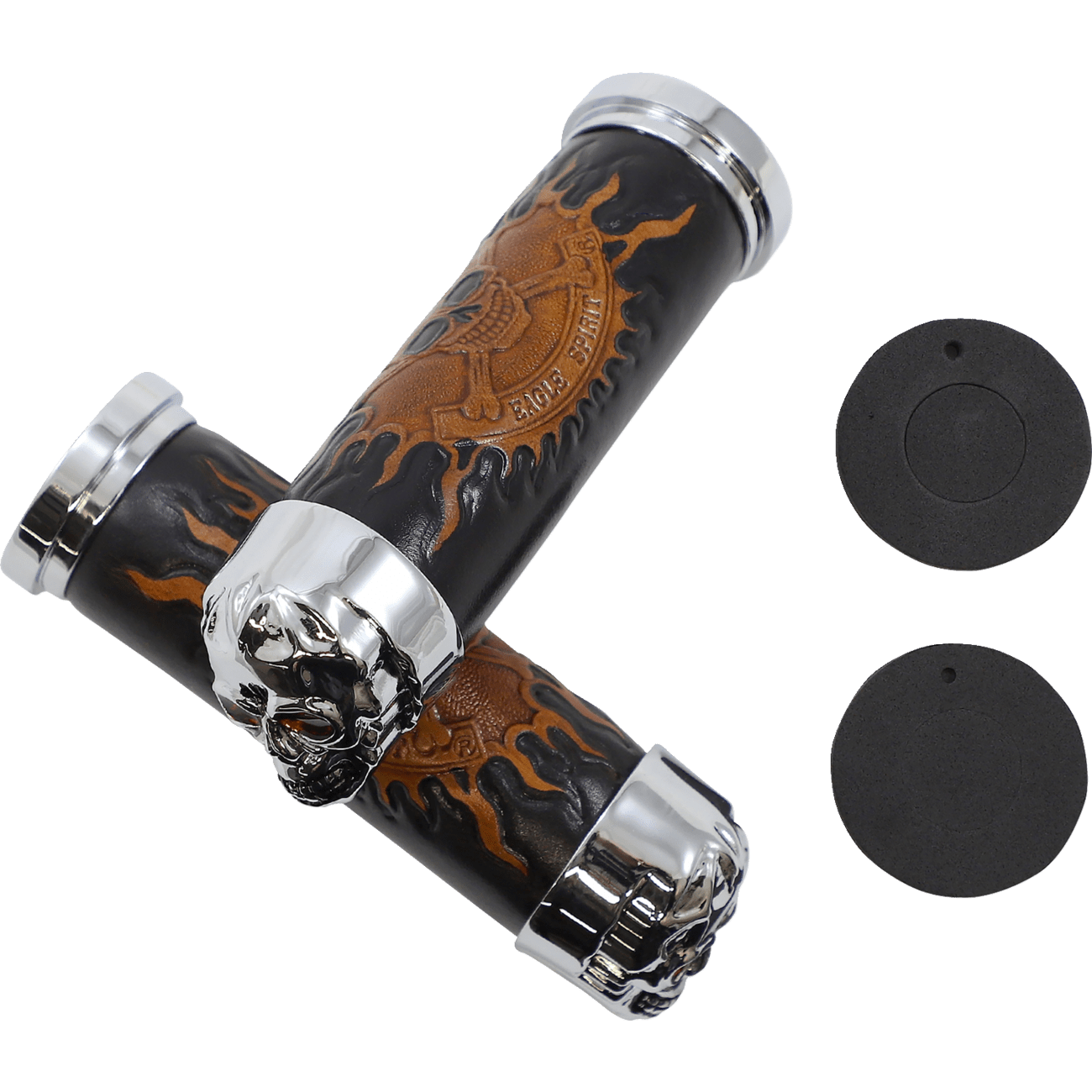 DRAG SPECIALTIES Grips Skull Grips Red Eyes Chrome