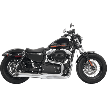 BASSANI XHAUST Mega Power Exhaust Chrome Short '04-'13 XL with Mid/Forward Controls 1X22R