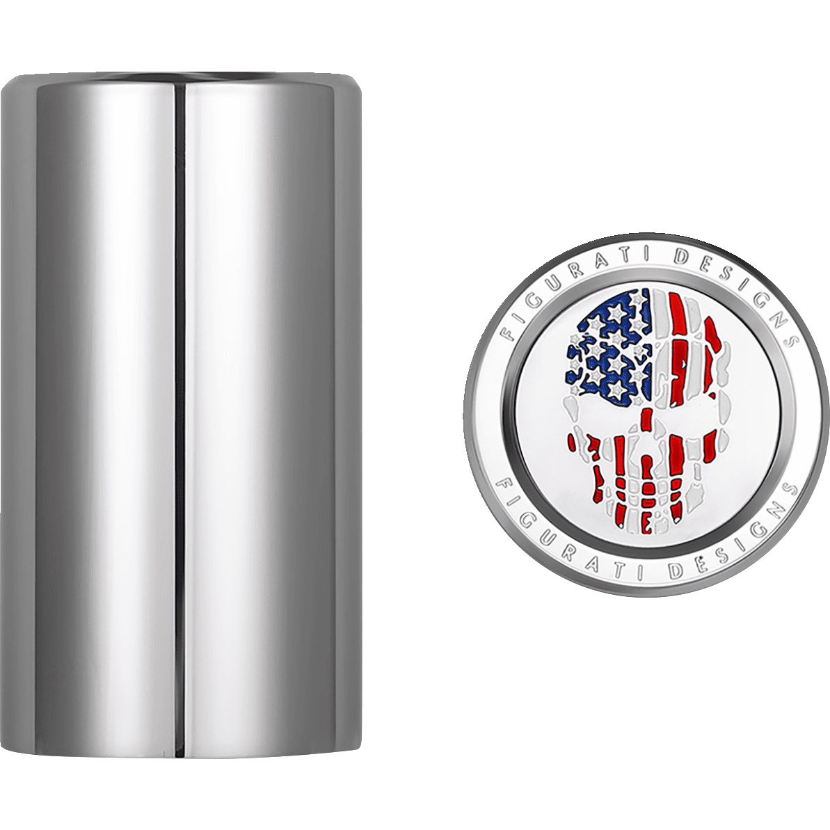 FIGURATI DESIGNS Docking Hardware Covers Red/White/Blue American Flag Skull Long Stainless Steel FD24DC2545SS