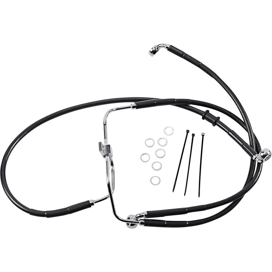 DRAG SPECIALTIES Brake Line Front Black +6" FXDF '08-'17