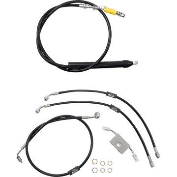 LA CHOPPERS Handlebar Cable/Brake Line Kit Quick Connect 18" 20" Ape Hanger Handlebars Black Vinyl LA8157KT19B