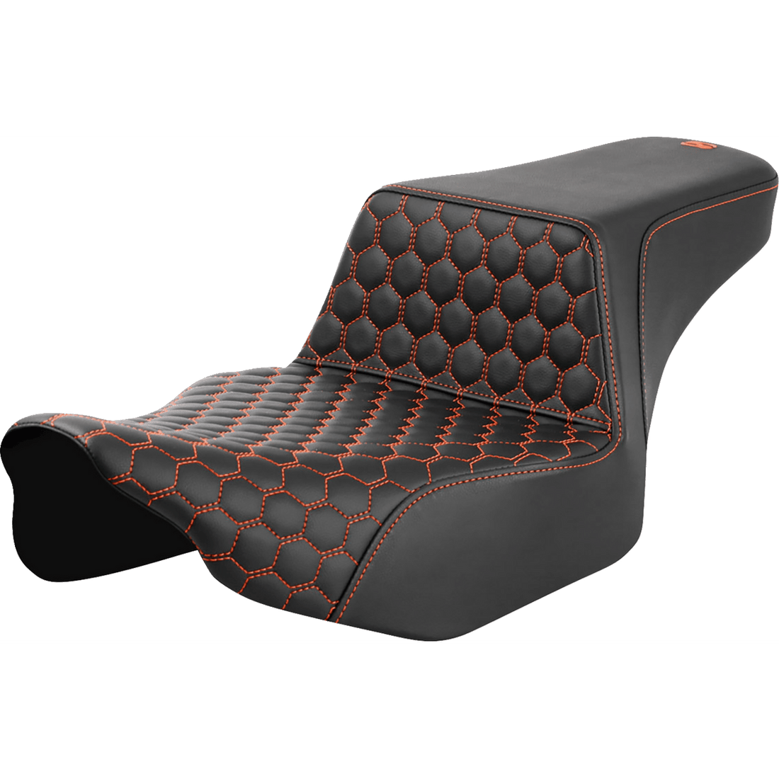 SADDLEMEN Step-Up Seat Extended Reach Front Honeycomb Orange Stitch FL '23-'24