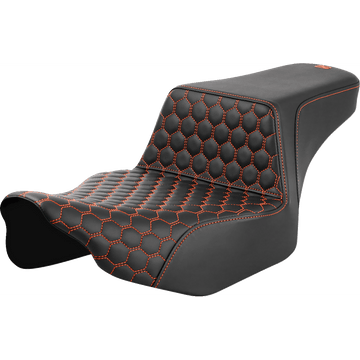 SADDLEMEN Step-Up Seat Extended Reach Front Honeycomb Orange Stitch FL '23-'24