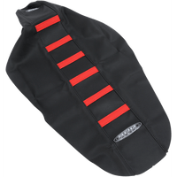 SDG 6-Ribbed Seat Cover Red Ribs/Black Top/Black Sides