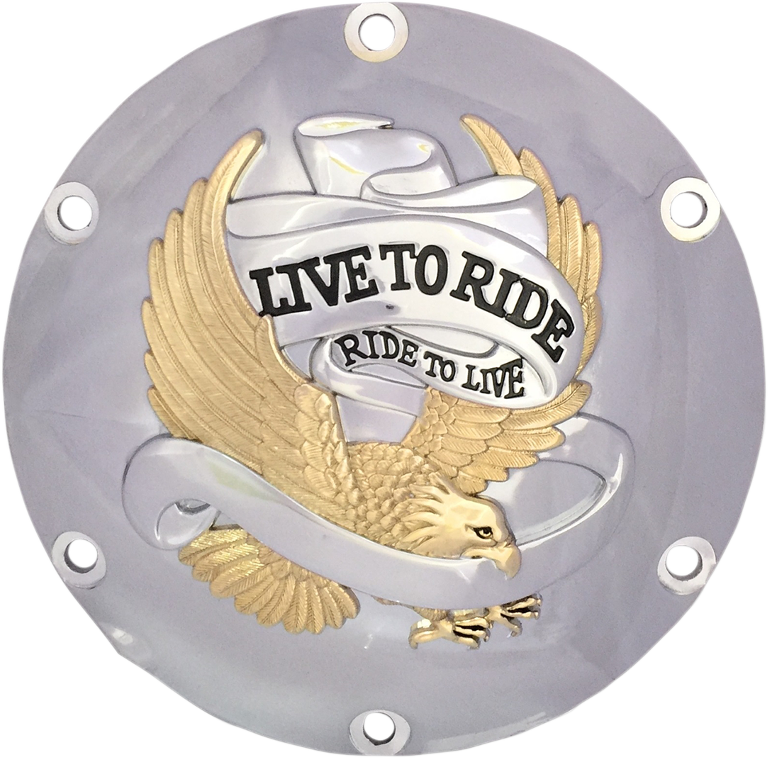 DRAG SPECIALTIES Live to Ride Derby Cover 6-Hole Gold