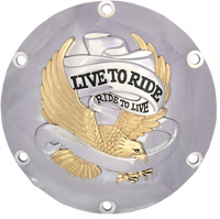 DRAG SPECIALTIES Live to Ride Derby Cover 6-Hole Gold