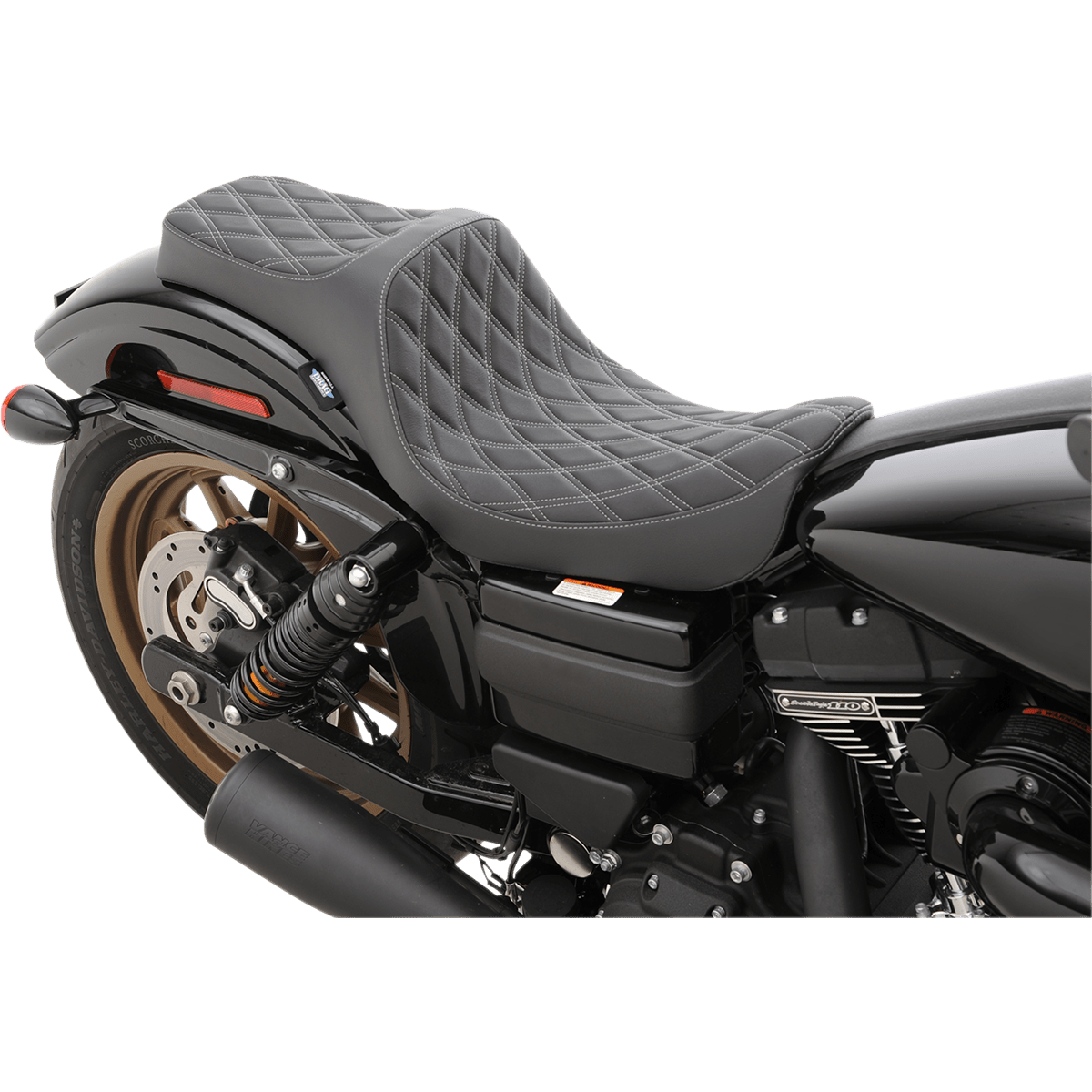 DRAG SPECIALTIES Predator III Seat Double Diamond Silver Stitching FXD/FLD '06-'17