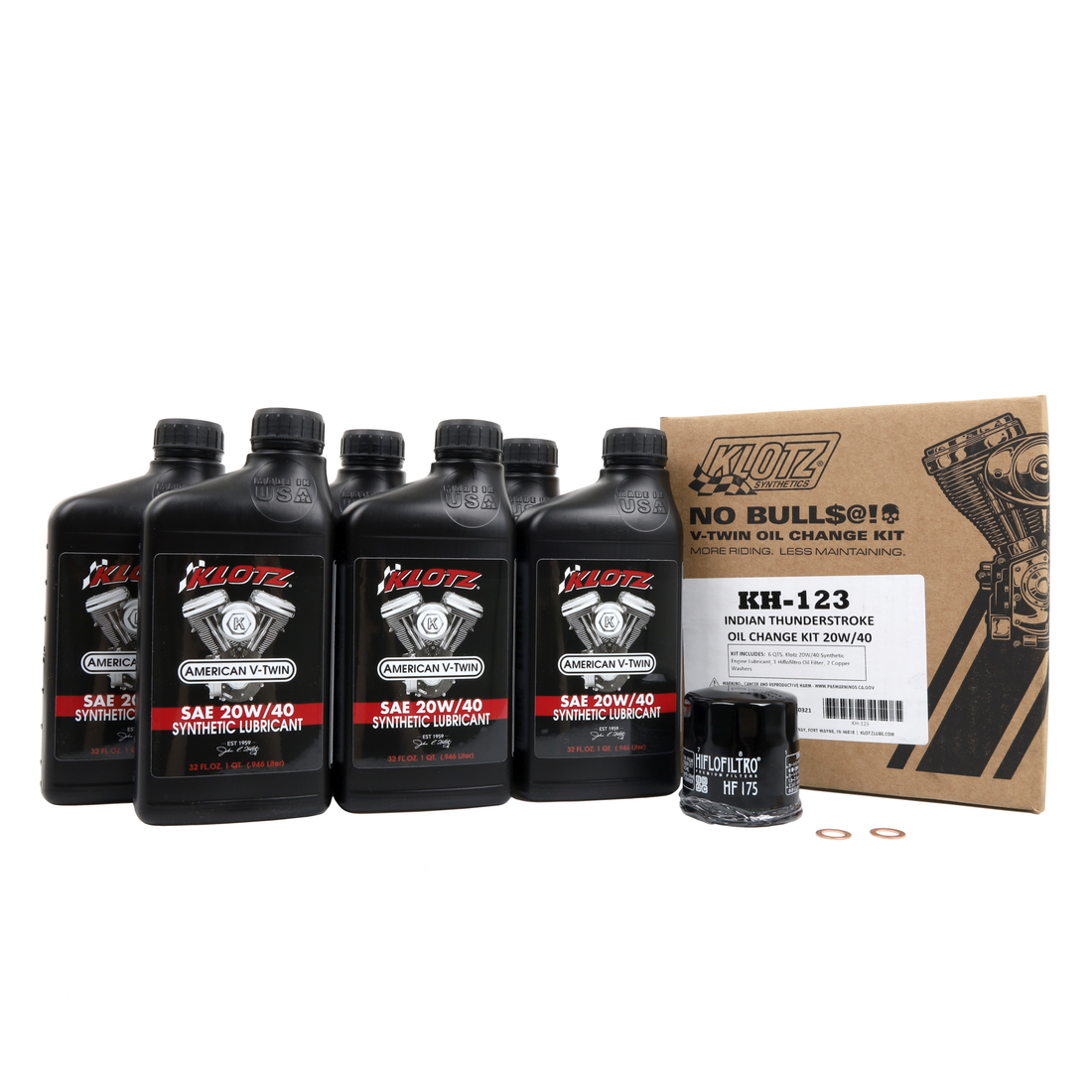 KLOTZ OIL Oil Change Kit Indian Thunderstroke 20W-40 KH123