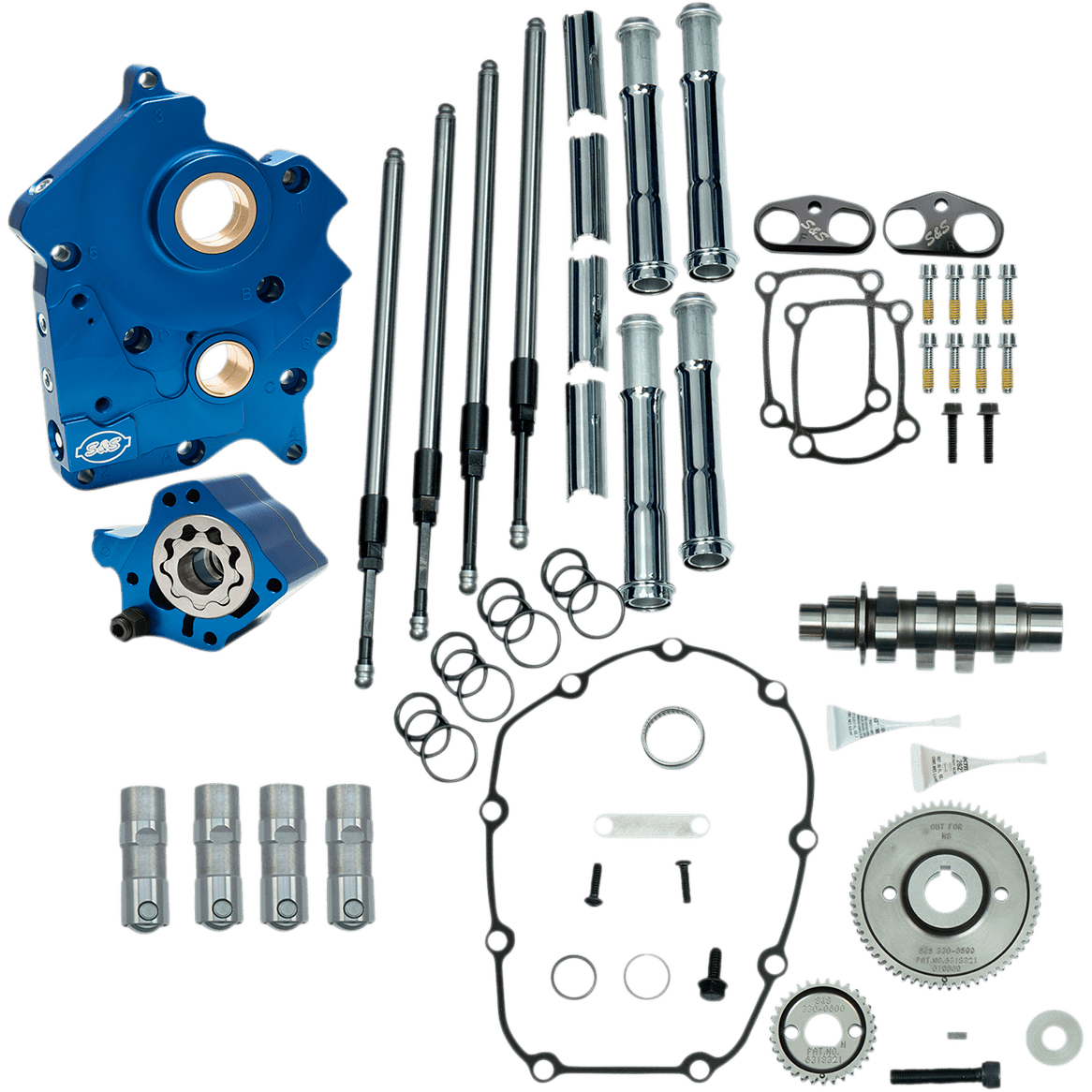 S&S CYCLE Cam Chest Kit with Plate Gear Drive Oil Cooled 475 Cam Chrome Pushrods -M8 3101006A