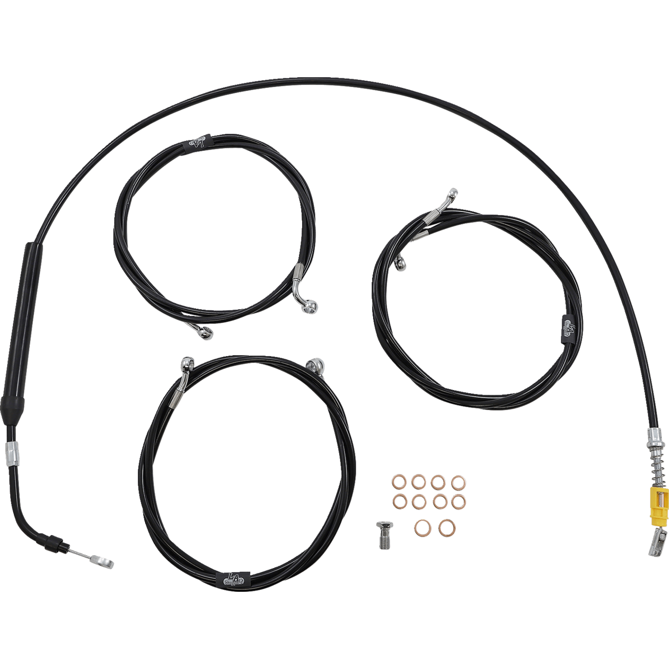 LA CHOPPERS Handlebar Cable/Brake Line Kit 12" 14" Ape Hanger Handlebars Black Vinyl LA8056KT13B