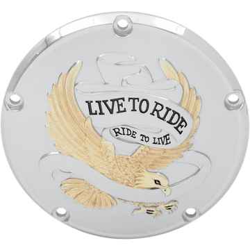 DRAG SPECIALTIES Live to Ride Derby Cover 5-Hole Gold