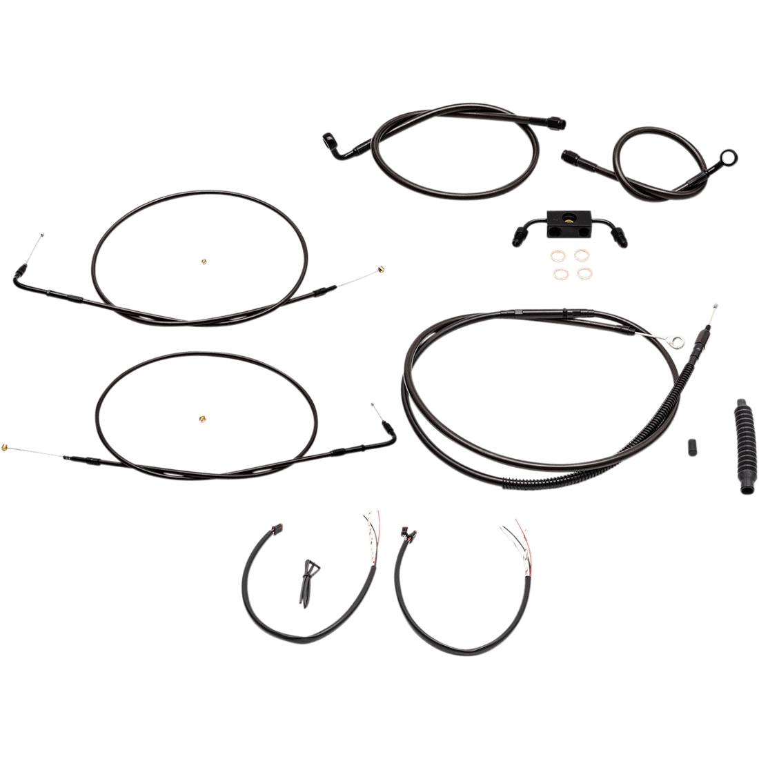 LA CHOPPERS Handlebar Cable/Brake Line Kit Complete 12" 14" Handlebars Midnight LA8321KT213M