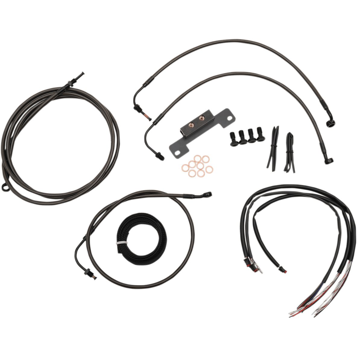 LA CHOPPERS Handlebar Cable/Brake Line Kit Complete 12" 14" Handlebars Midnight