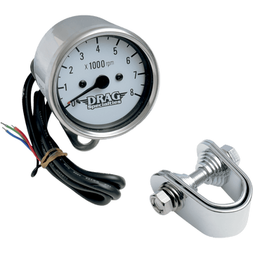 DRAG SPECIALTIES 2.4" Mini Electronic 8000 RPM Tachometer Chrome Housing White Face