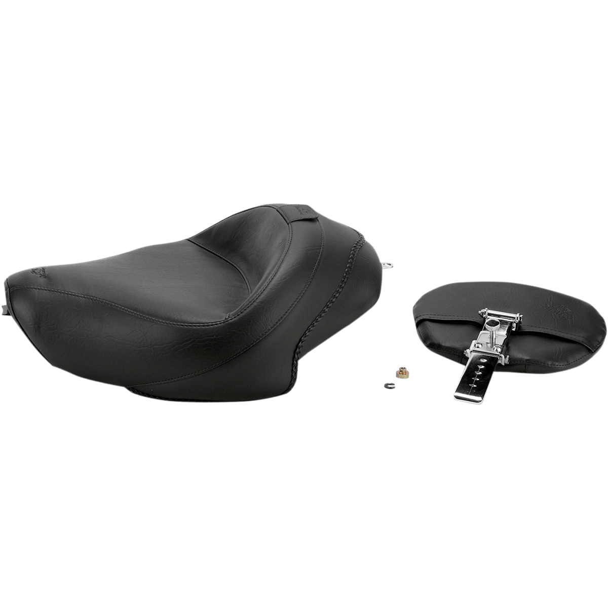 MUSTANG Wide Solo Seat With Backrest Vintage Black Smooth XL '04-'21 79429