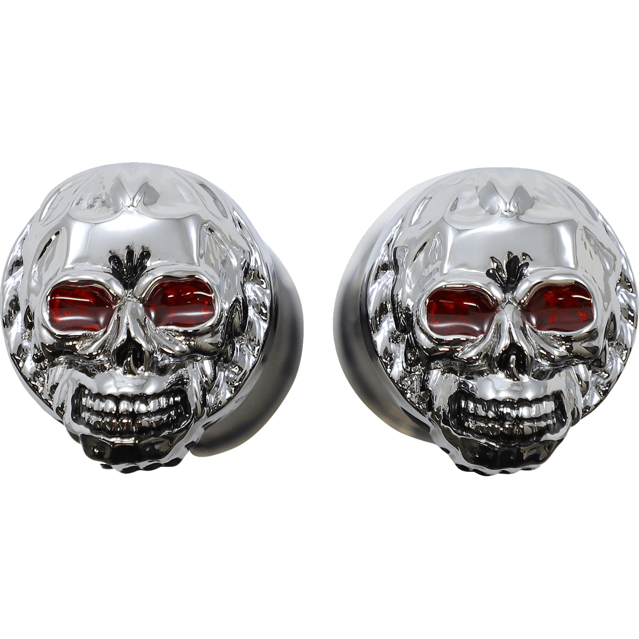 DRAG SPECIALTIES Grips Skull Grips Red Eyes Chrome