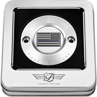 FIGURATI DESIGNS Timing Cover 2 Hole Blue Line American Flag Stainless Steel FD70TC2HSS