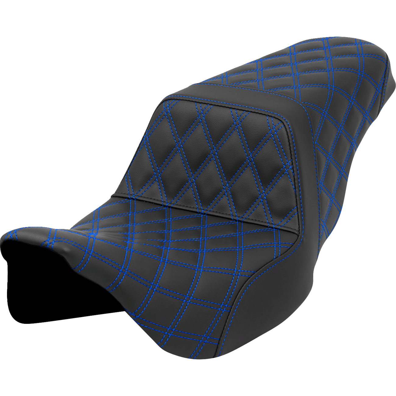 SADDLEMEN Step-Up Seat Lattice Stitch Blue Stitch FLH/FLT '08-'23 A80807B175BLU