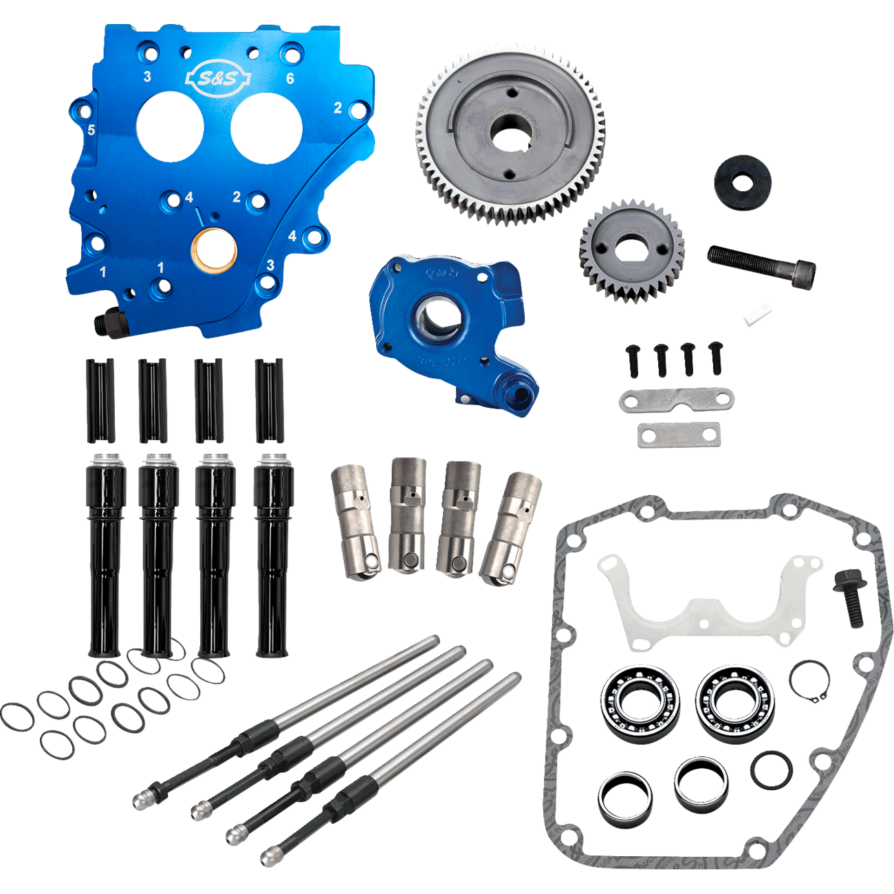 S&S CYCLE Cam Chest Kit without Cams Gear Drive Oil Cooled Black Pushrods Twin Cam 3101266