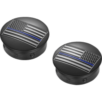 FIGURATI DESIGNS Swing Arm Covers Blue Line American Flag Custom Black Reversed FD71AFBLBLK