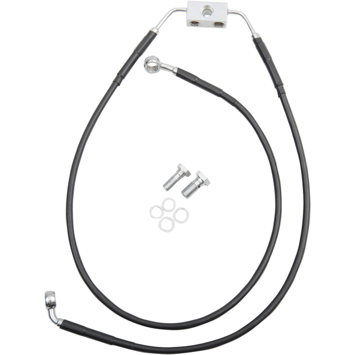 DRAG SPECIALTIES Brake Line Front Black +6" FXDB '12-'17