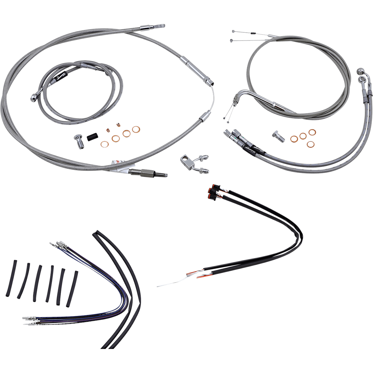 BURLY BRAND Handlebar Cable/Brake Line Kit Complete 14" Ape Hanger Handlebars Stainless Steel B301127