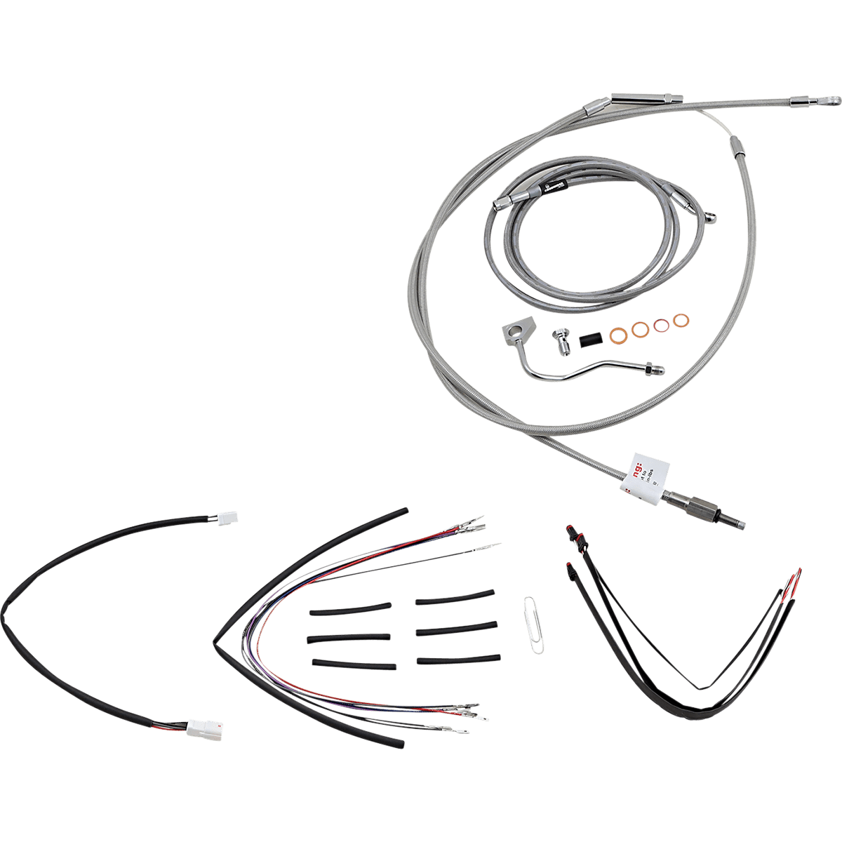 BURLY BRAND Handlebar Cable/Brake Line Kit Complete 14" Ape Hanger Handlebars Stainless Steel B301158