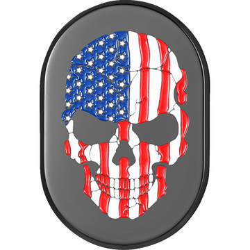 FIGURATI DESIGNS Antenna Cover Left Rear Fender American Flag Skull Black