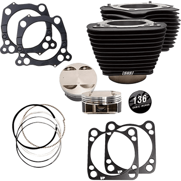 S&S CYCLE 136" Big Bore Cylinder Kit Black M8