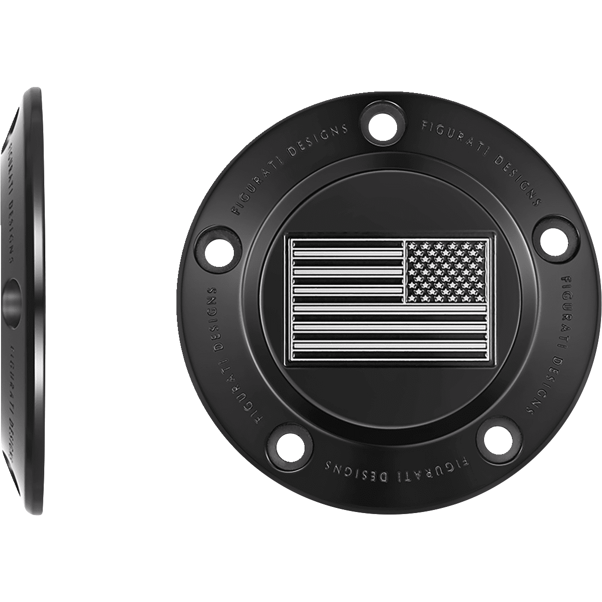 FIGURATI DESIGNS Timing Cover 5 Hole American Flag Contrast Cut Black FD26RTC5HBLK