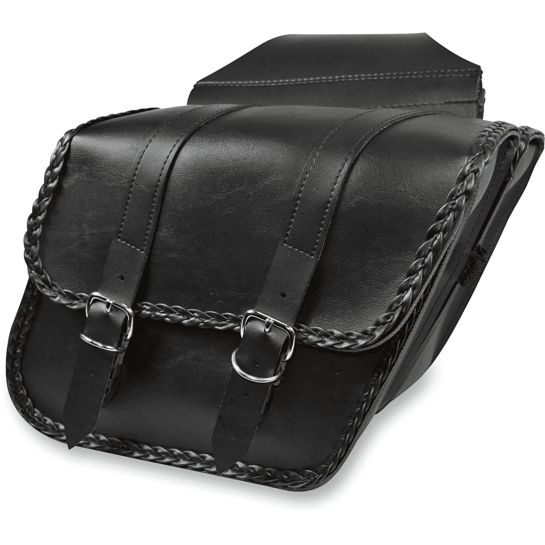 WILLIE & MAX LUGGAGE Braided Slant Saddlebag Black Compact 5870720