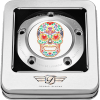 FIGURATI DESIGNS Timing Cover 5 Hole Sugar Skull Mirror Polished Stainless Steel FD30TC5HSS