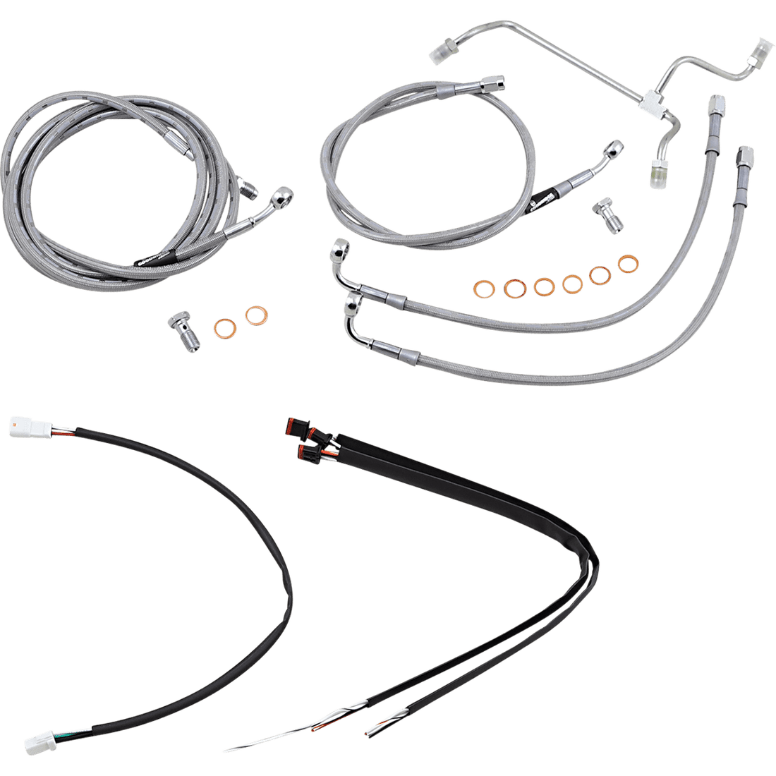 BURLY BRAND Handlebar Cable/Brake Line Kit Complete 16" Ape Hanger Handlebars Stainless Steel