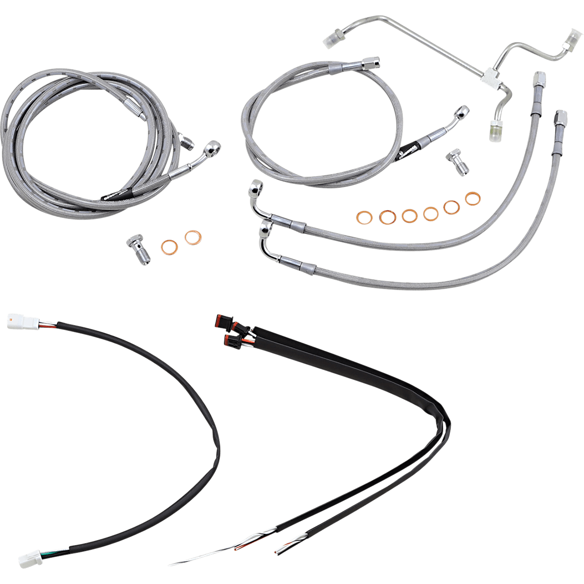 BURLY BRAND Handlebar Cable/Brake Line Kit Complete 16" Ape Hanger Handlebars Stainless Steel