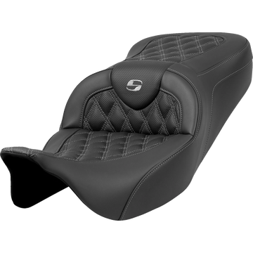 SADDLEMEN Roadsofa™ Seat Lattice Stitch Dark Gray Stitch without Backrest FLH/FLT '08-'23 A80807B182GRE