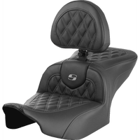 SADDLEMEN RoadSofa™ Seat with Backrest Lattice Stitch Gray Stitch FLTR/FLHX '23-'24