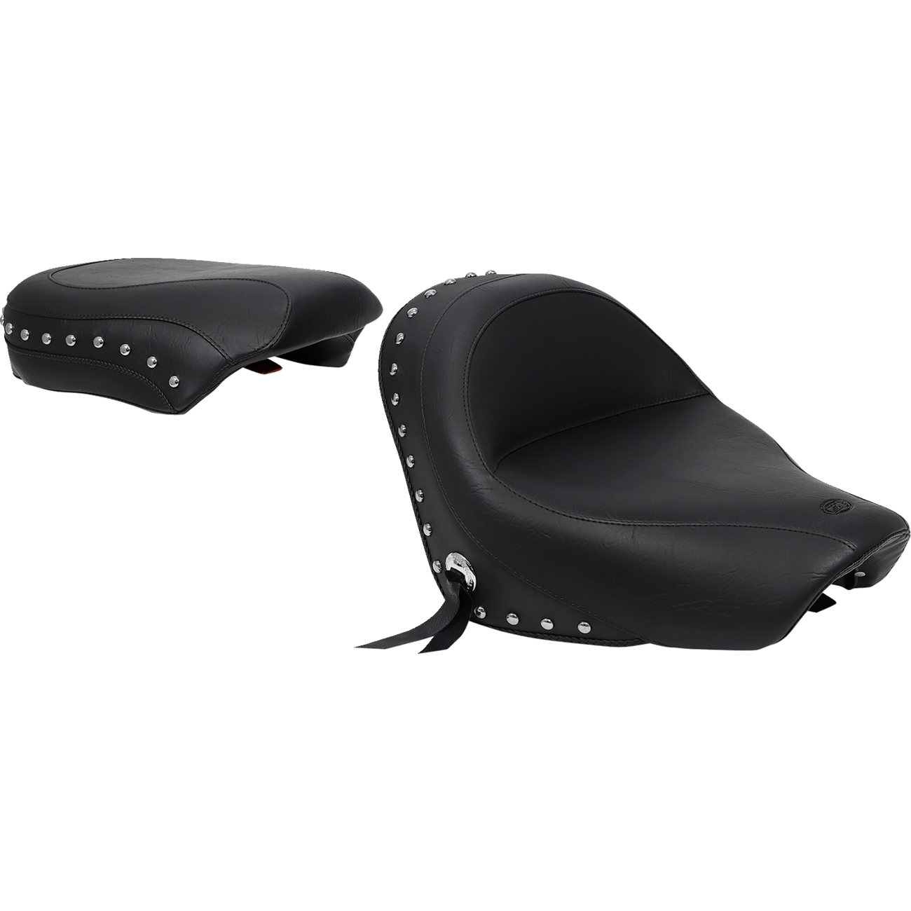 MUSTANG Seat Wide Touring Without Backrest Two-Piece Chrome Studded Black w/Conchos 750Aero 76520