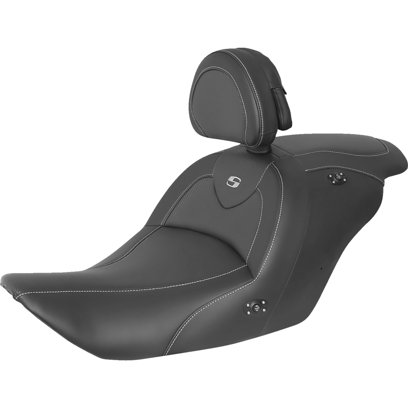 SADDLEMEN Roadsofa™ Carbon Fiber Heated Seat Black with Backrest GL1800 '14-'17 H2320185BRHCT