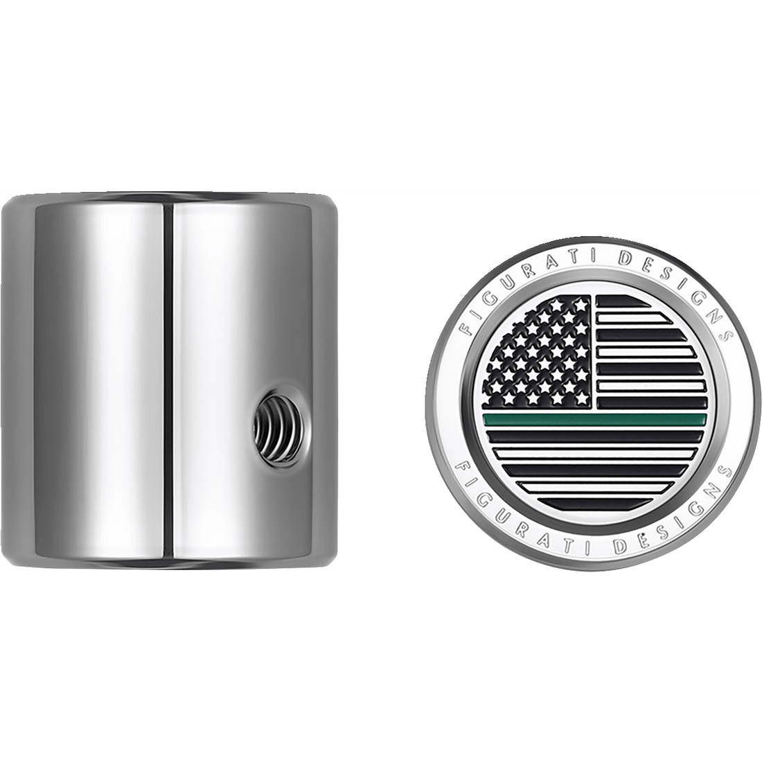 FIGURATI DESIGNS Heel-Toe Shifter Cover Green Line American Flag Stainless Steel FD72HTSCSS