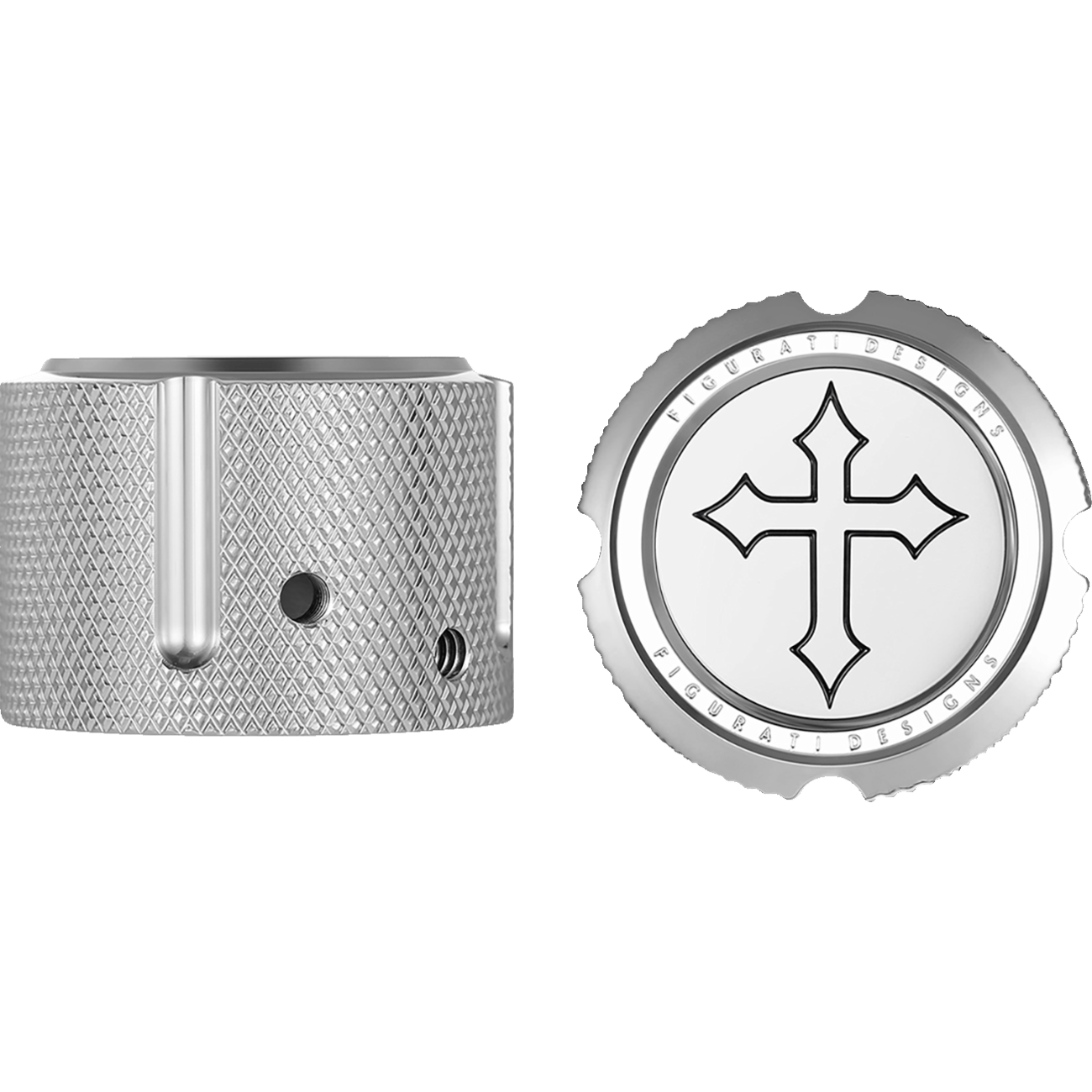 FIGURATI DESIGNS Axle Nut Cover Front Stainless Steel Cross Silver FD41FACSS