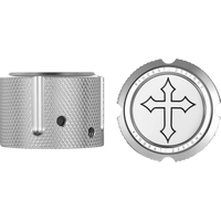 FIGURATI DESIGNS Axle Nut Cover Front Stainless Steel Cross Silver FD41FACSS