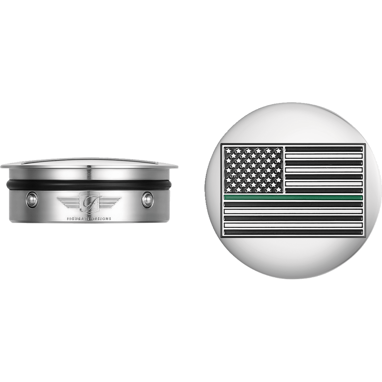 FIGURATI DESIGNS Swing Arm Covers Green Line American Flag Custom Reversed FD72AFGLSS