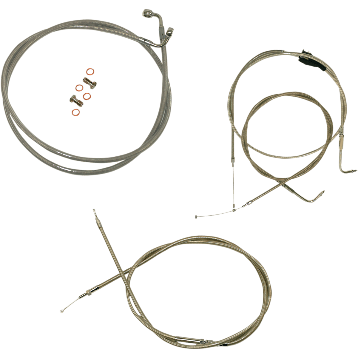 LA CHOPPERS Handlebar Cable/Brake Line Kit 12" 14" Ape Hanger Handlebars Stainless Steel LA8005KT13