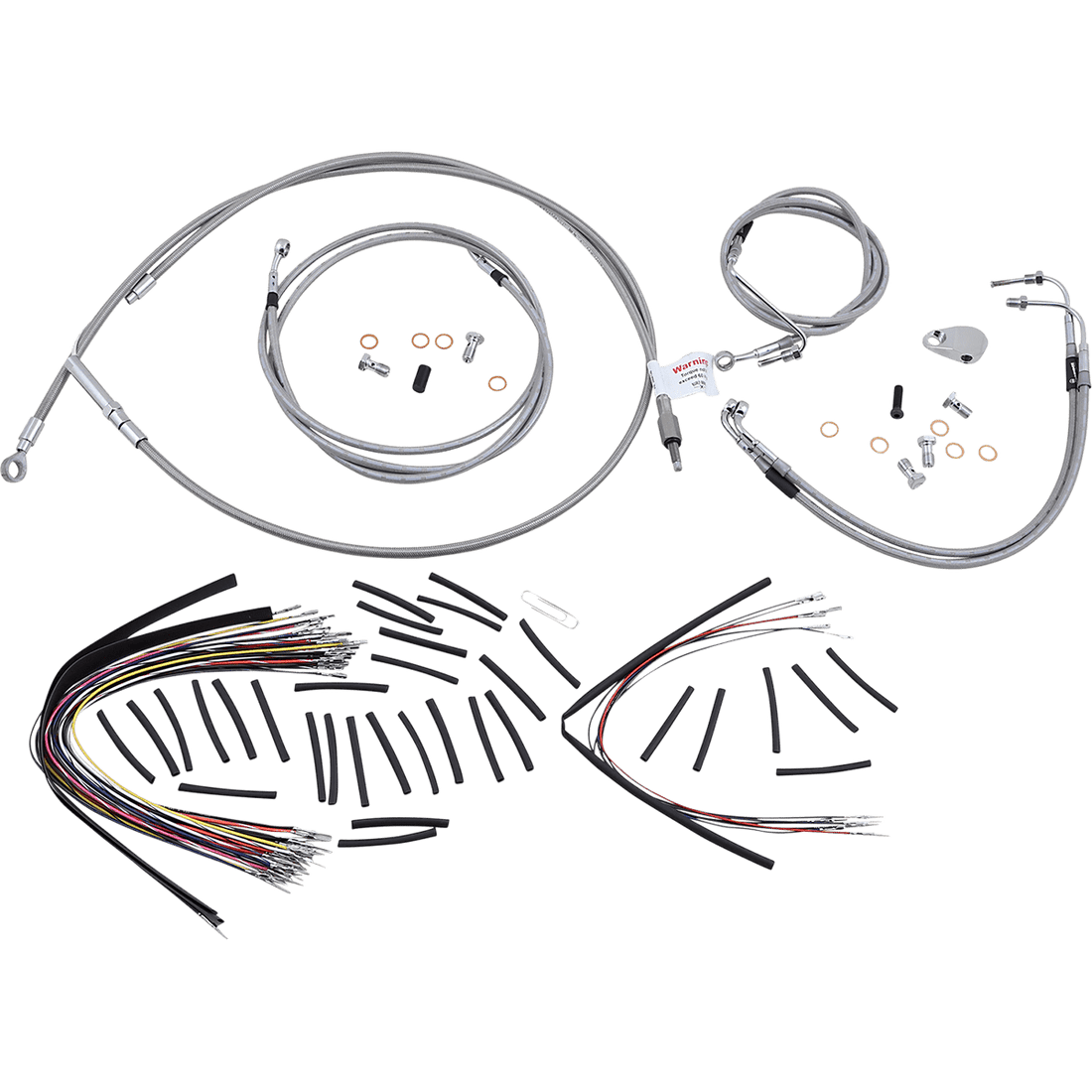 BURLY BRAND Handlebar Cable/Brake Line Kit Complete 18" Ape Hanger Handlebars Stainless Steel