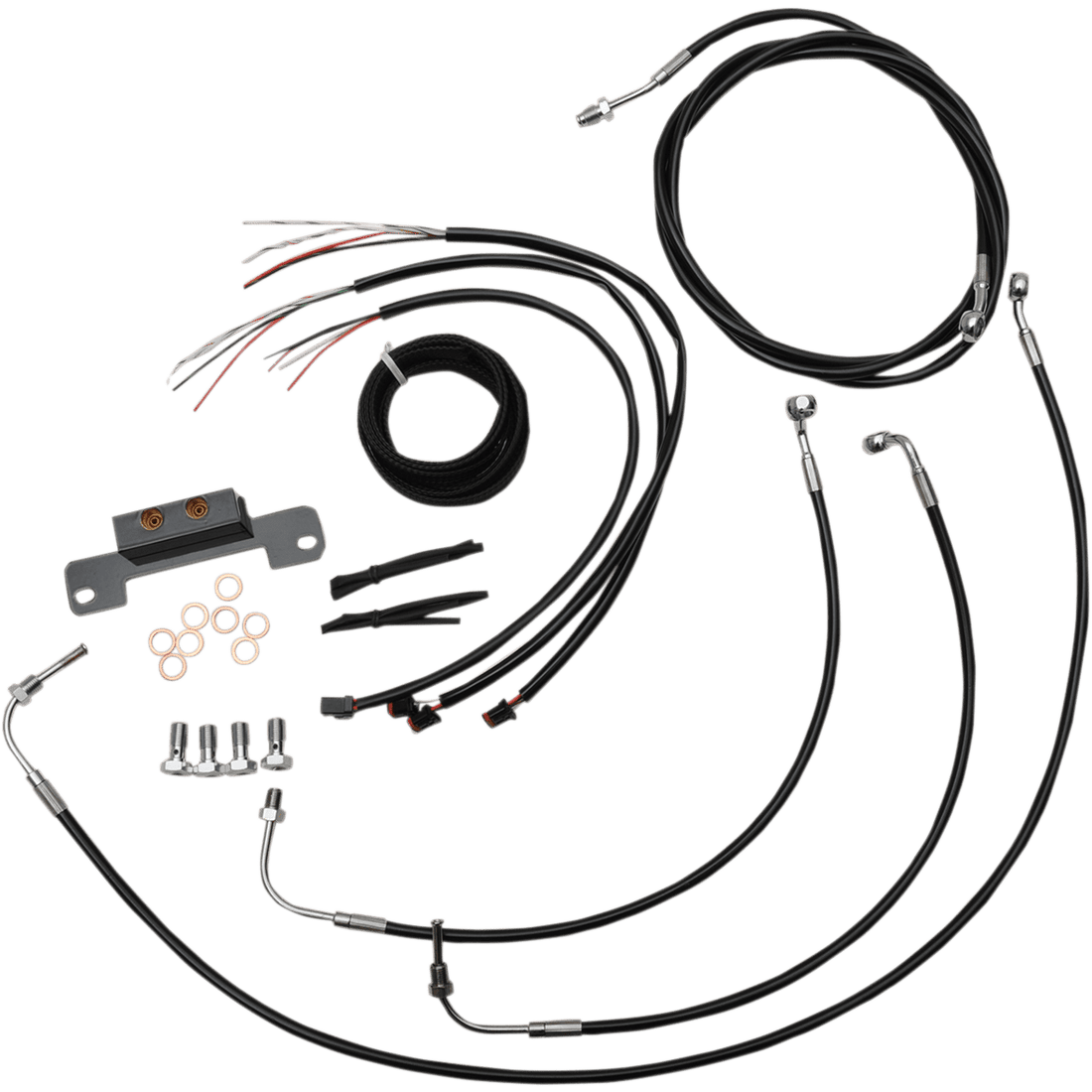 LA CHOPPERS Handlebar Cable/Brake Line Kit Complete 18" 20" Handlebars Black Vinyl LA8055KT219B