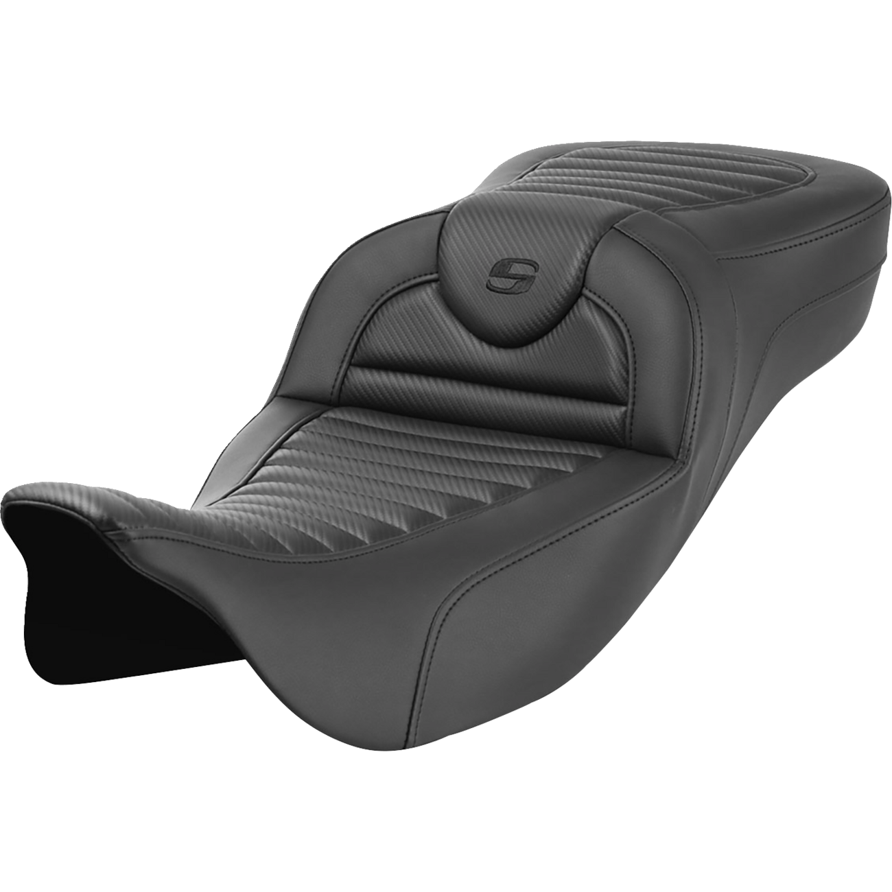 SADDLEMEN Roadsofa™ Extended Reach Seat without Backrest Tuck-n-Roll Carbon Fiber FL '08-'23