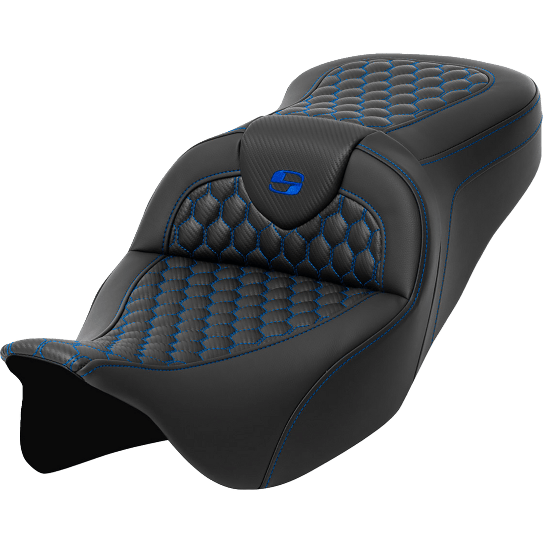 SADDLEMEN RoadSofa™ Seat Honeycomb Blue Stitch without Backrest FLH/FLT '08-'23 A80807B189BLU