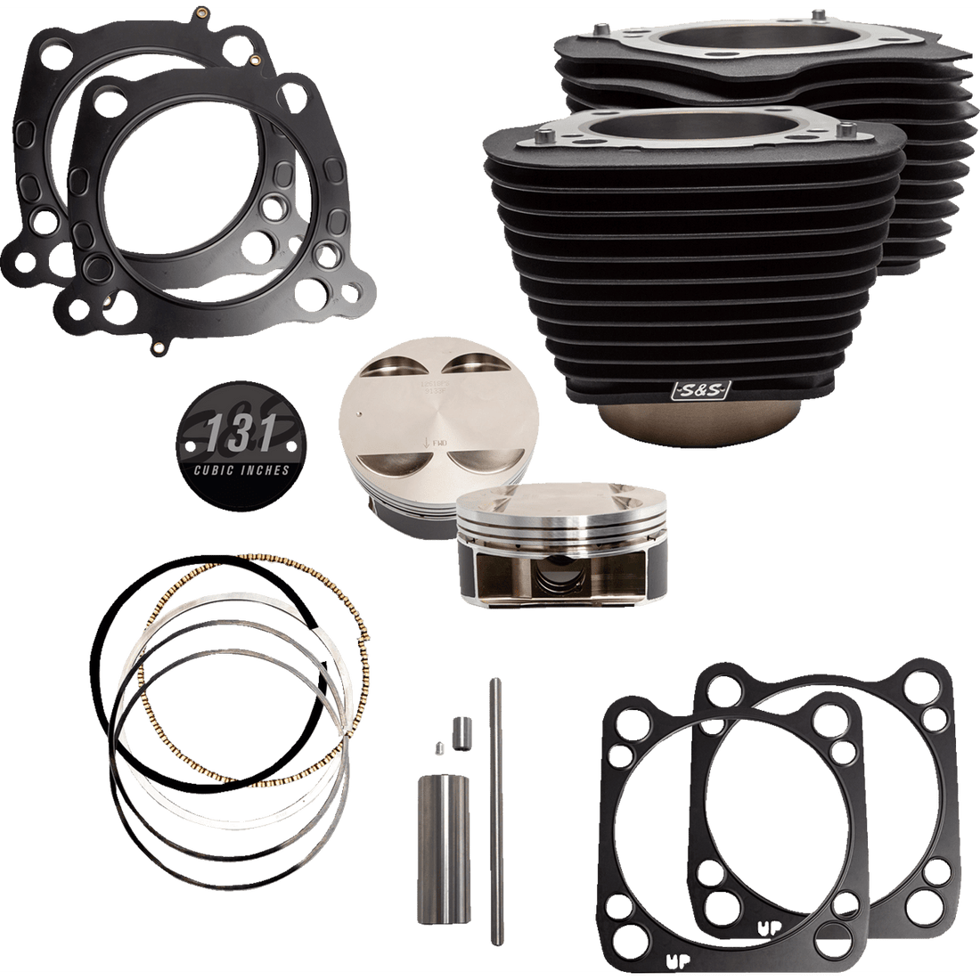 S&S CYCLE Cylinder & Piston Kit 131" Wrinkle Black with Non-Highlighted Fins M8