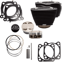 S&S CYCLE Cylinder & Piston Kit 131" Wrinkle Black with Non-Highlighted Fins M8