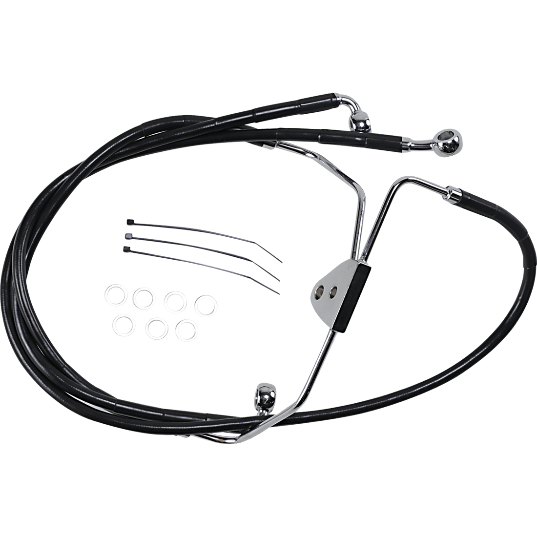 DRAG SPECIALTIES Brake Line Front Black +8"